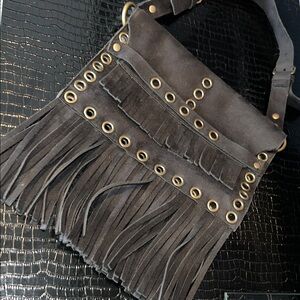 Urban Boho Fringe Suede Crossbody Bag 🎸